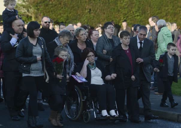 Family and Friends at the funeral of 8 year old Adam Gilmour: 
Photo Colm Lenaghan/Pacemaker Press