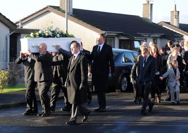 Adam Gilmore Funeral - Killymurris Presbyterian Church - 16th November 2014
Presseye Declan Roughan

Family and friends attended the funeral of 8 year old Adam Gilmore, who was knocked down and killed in Cloughmills, took place at Killymurris Presbyterian Church yesterday.