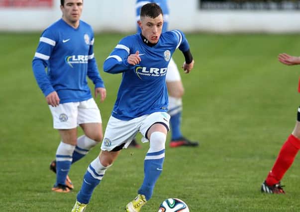 Limavady United's Gary McFadden playing against Tobermore on Saturday. INLV4614-278KDR