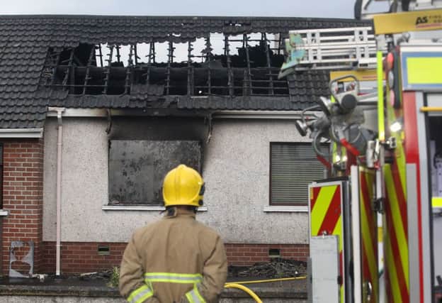 A woman in her eighties has been rescued from a serious fire in her property in Cloughmills. A number off firefighters tackled the blaze which has destroyed her family Bungalow. PICTURE STEVEN MCAULEY/MCAULEY MULTIMEDIA