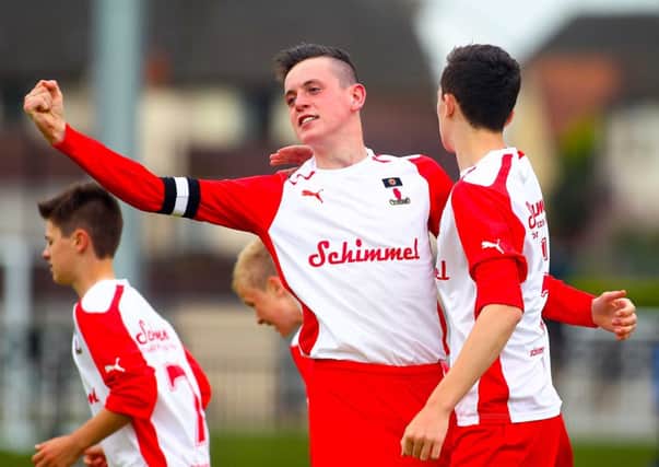 Tyrone's David Parkhouse celebrates after he scored against Fermanagh  ©Kevin Scott / Presseye