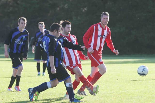 FC Windyhall on the attack against Coleraine Olympic.