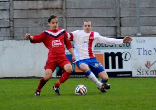 Joel Cooper in action for Ballyclare Comrades in Saturday's draw with Ards.