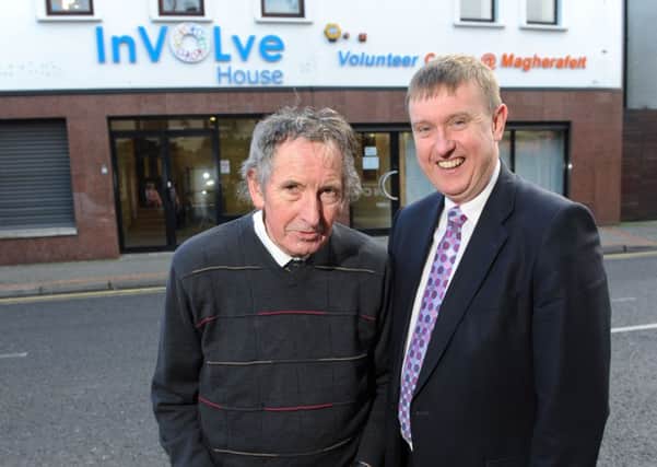 George Shiels, chairman of the Cookstown & Magherafelt Volunteer Centre, pictured with DSD Minister Melvyn Storey when he visited INVOLVE House the new home of the
