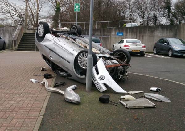 The Rotary Club of Larne organised a crash mock-up at Larne Leisure Centre as part of Road Safety Week.  INLT 48-676-CON