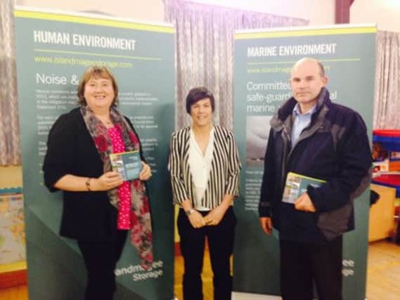 Larne Councillor Maureen Morrow and East Antrim MLA Roy Beggs pictured with Anita Gardiner, Director of Islandmagee Storage, at the company's latest public consultation event.  INLT 47-675-CON