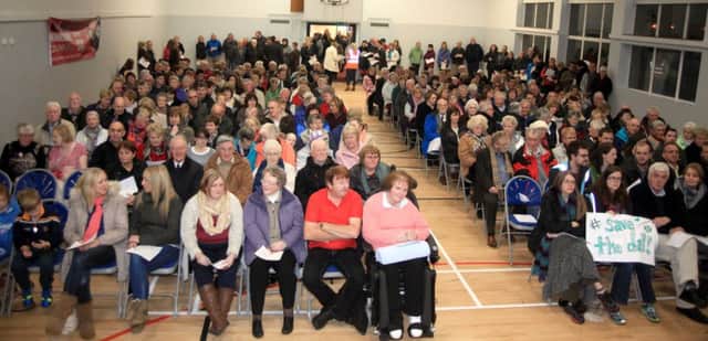 Sheskburn centre in Ballycastle was packed to capacity as a interchurch service was held organised by the Ballycastle Church Action group to save the Dalriada Hospital in the town. inbm48-14