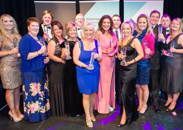 Award winners at the Newtownabbey Business Awards 2014, which was held recently at Theatre at The Mill. INNT 48-510CON Pic by Dermot Murphy