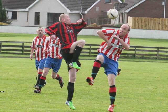 Action from Glebe Rangers Old Boys win over West Bann Athletic.