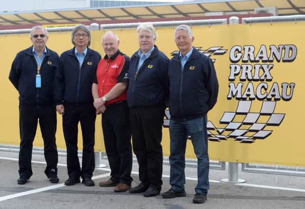 Vauxhall International North West 200 Event Director, Mervyn Whyte, pictured with members of the Macau Grand Prix organisation that are to visit the North West races next May.
(L-R) Carlos Barreto, Clerk of the Course, Chong Coc Veng, President of the Automobile Association of Macau China, Paul Butler, Deputy Clerk of the Course and Patrick Castro, Track Manager.
PICTURE BY STEPHEN DAVISON