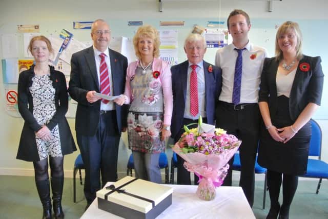 Banbridge High School bids farewell to Mrs Margaret Hanna after 38 years of service to the school.  She is with Miss Jennifer McClelland, Mr Andrew Bell (Principal), Mr John Hanna, Mr Keith Hanna and Mrs Lisa Marcus.