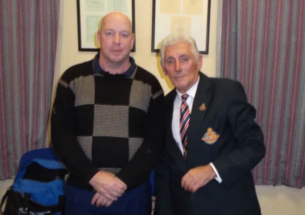 Caddy and District Community Group hosted a talk on the Tunnels of the Somme last Monday night.  Pictured is group member Colin Davis, with Davy Gourley, WWI historian who gave the talk.