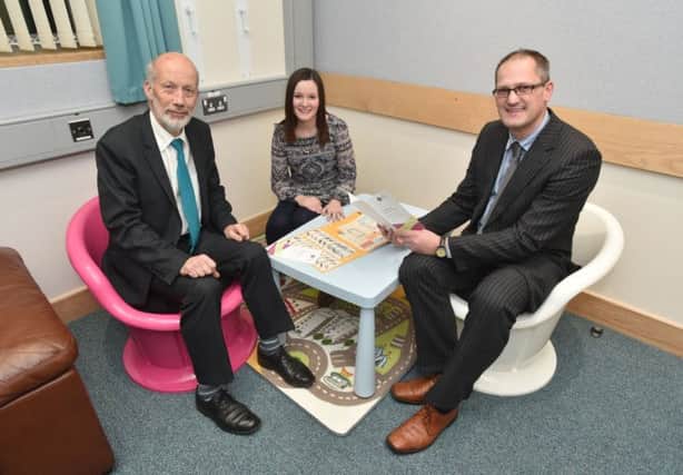 Justice Minister David Ford visited the Child Abuse Investigation Unit in Ballymoney Police Station and met with police officers and Registered Intermediaries.  Picture by Simon Graham/Harrisons.