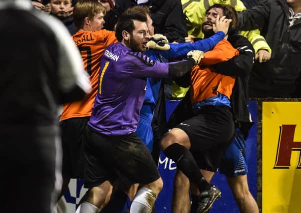 A scuffle followed the end of the game. Pic by Presseye