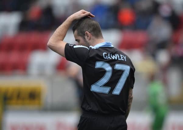 Neal Gawley's reaction sums up Ballymena United's afternoon at Solitude. Picture: Pacemaker Press.