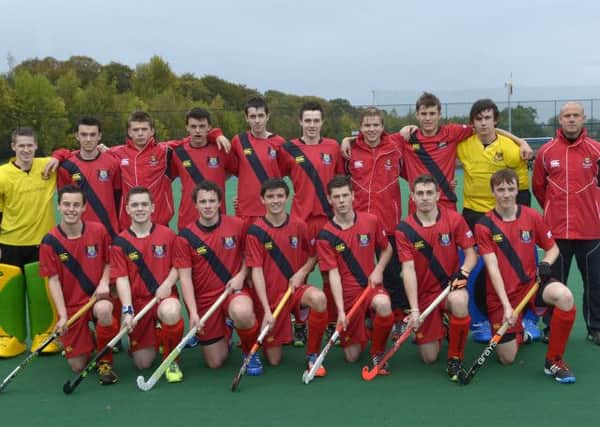 Banbridge Academy Hockey Team before Game 3 in Group A of the  McCullough Cup against Sullivan Upper © Edward Byrne Photography INBL1441-213EB