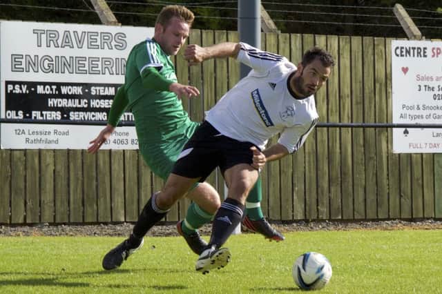 Stephen McArdle was on target for Rathfriland in their penalty defeat on Saturday. Pic: Iain McDowell / Rathfriland Rangers.