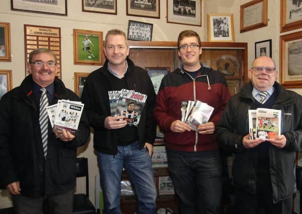 Members of the Distillery Supporters Trust pictured at last Saturday's Programme and Memorabilia Fair at New Grosvenor Stadium. Picture - David Hunter.