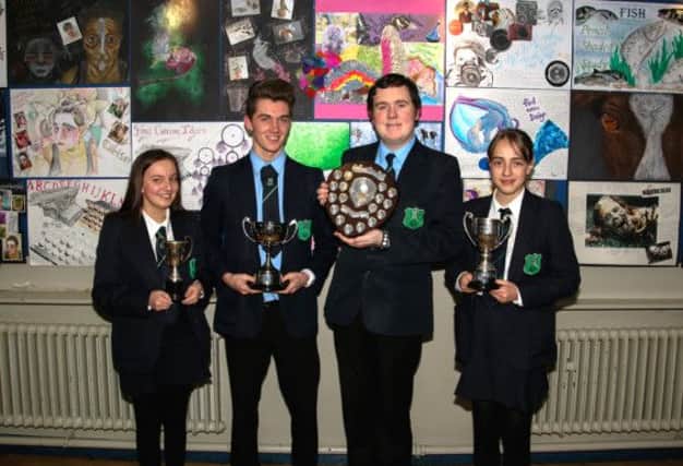 Emma Jones (PTA Cup for most effort in Junior School); Jonathan Helmcke (Philip Nixon Award for Endeavour); Matthew Reel (Darragh McComb Shield for Endeavour);Louise Doherty (Abernethy Cup for Achievement at Key Stage 3).