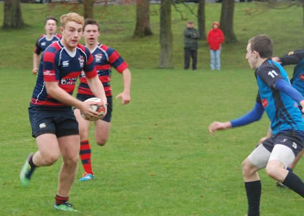 Action from the match between Ballymena Academy1XV and Limavady GS. INBT 50- ACADEMY 1.
