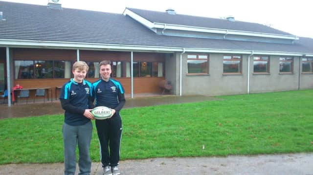 Ballymoney Youth Rugby Under 14 players William Wilson and Jamie McIntyre who were invited by the 1st XV to be ball boys during their match against Instonians.