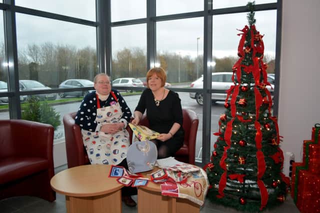 Ruth Wilson from Bags and Bunting with Kelli Bagchus from Carrickfergus Enterprise.  INCT 51-110-GR