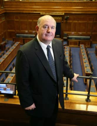 NO FEE: 15/9/8: Speaker of the Assembly, Mr William Hay MLA in the newly refurbished Assembly Chamber in Parliament Buildings, Stormont. Picture: Michael Cooper