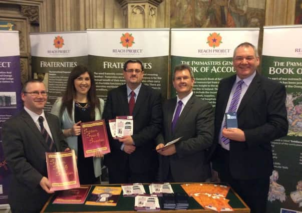 Londonderry man William Stewart (right) with Orange museum staff and Jeffrey Donaldson MP at the recent Orange exhibition at Westminster