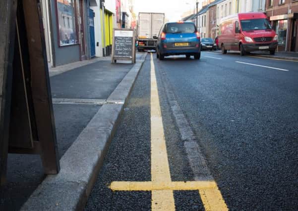 North Street, Lurgan where double yellow lines were painted in error.  INLM5114-447