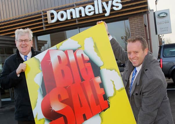 Drive Away Happy from Donnelly Groups Big Sale EventRaymond Donnelly, Group Executive Director and Dean Martin, Sales Director of Northern Irelands largest independent new and used car retailer, the Donnelly Group, are all geared up for the Groups annual Big Sale Event with savings bigger than ever before! Running for one week only, from 29th December  5th January, motorists can log on to donnellygroup.co.uk to browse the incredible choice of new and used cars, 4x4s and vans. To avail of a fantastic BIG SALE offer please call in to one of the Donnelly Group showrooms in Ballymena, Belfast, Dungannon, Eglinton, Enniskillen or Mallusk and drive away with a bargain on the very same day! Time is ticking so make sure you dont miss out on these incredible offers!