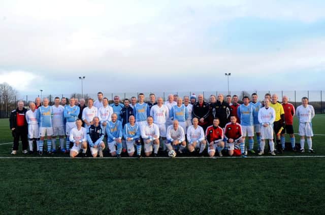 Coaching staff from Ballymena United Youth Academy and Carniny Youth and Amateur FC, who played their annual charity match at the Showgrounds on Saturday morning.