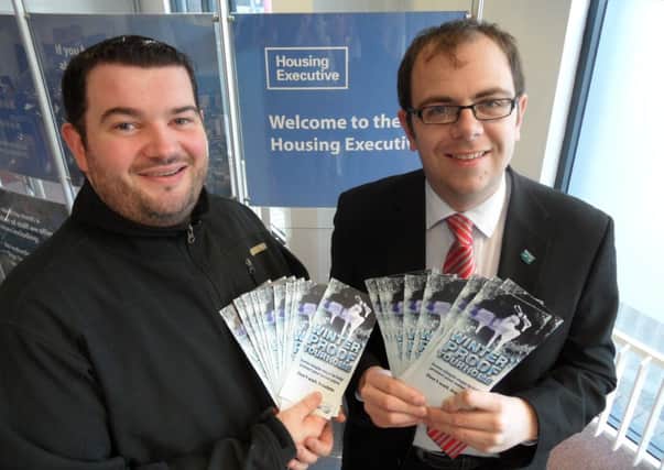 Declan Hughes of the Housing Executive (l) and Graeme Smyth of NI Water endorsing the Beat the Freeze campaign.  INCT 53-723-CON