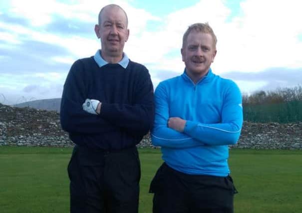 Derek Nicholl and Alan Rankin, who were the winners of the Boxing Day Two-Man Scramble, at Roe Park.