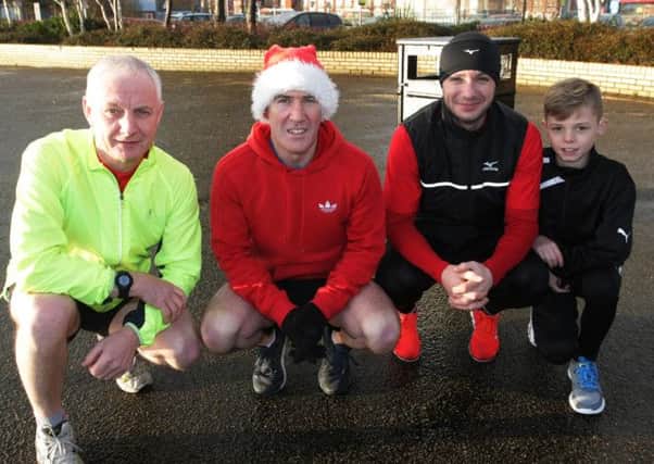 Runners at Sainsburys on Christmas Day. From left, Andy Griffin, Joe Stainsby, Gerard McCarron and Jack Millar