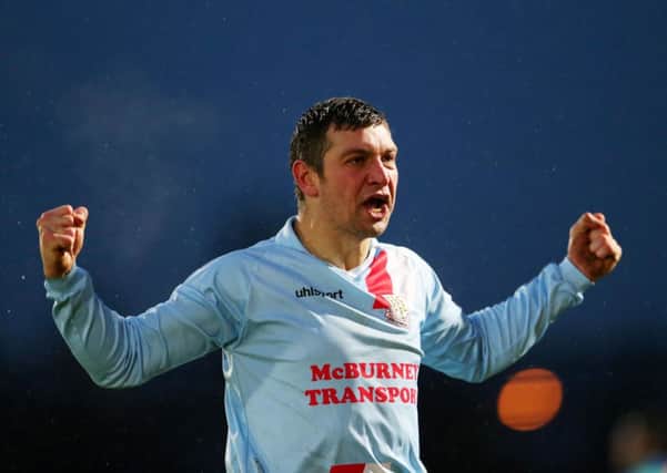 Matthew Tipton celebrates after scoring the winner in Ballymena United's Boxing Day win over Coleraine. Picture: Press Eye.