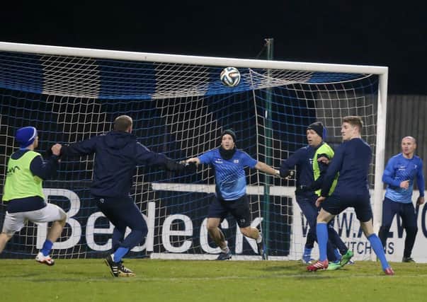 The match with Dungannon may have been called off - but Glenavon trained on the pitch.