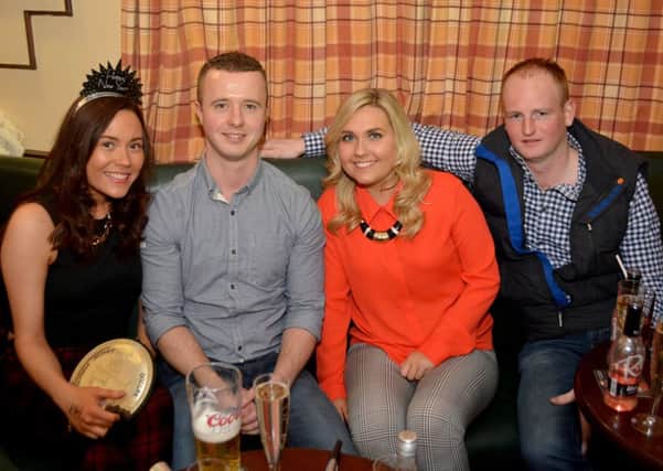 Victoria Kerr, Curtis Orchin, Julie Kerr and Ryan Holmes celebrating New Year in the Whitecliff. INCT 01-143-GR