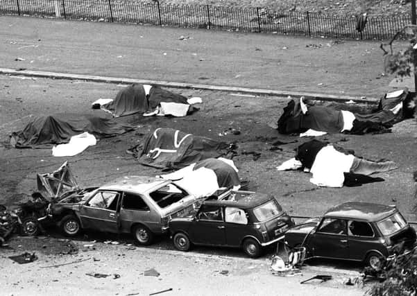 The aftermath of the Hyde Park bomb.