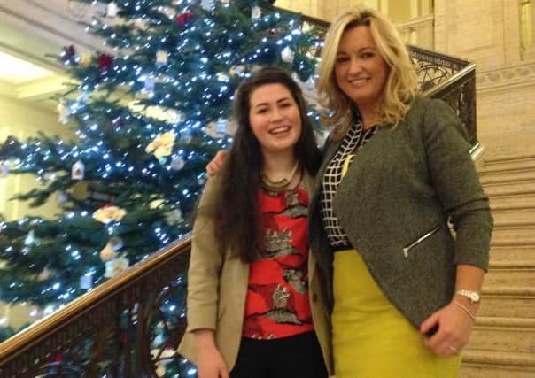 Banbridge High School Head Girl Alana Keery at Stormont with Ulster Unionist MLA Jo-Anne Dobson.