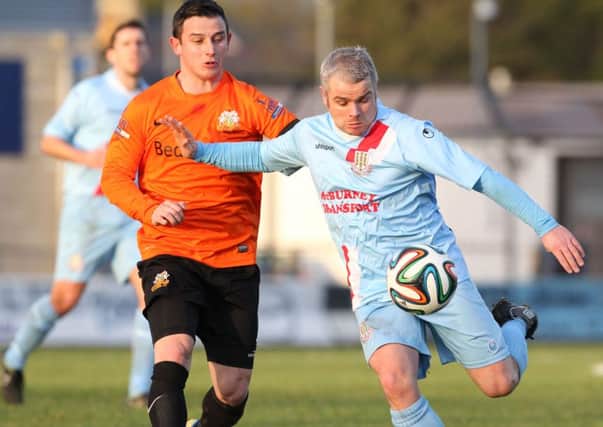 Gary McCutcheon in action on his return to Ballymena United colours on Saturday. Picture: Press Eye.