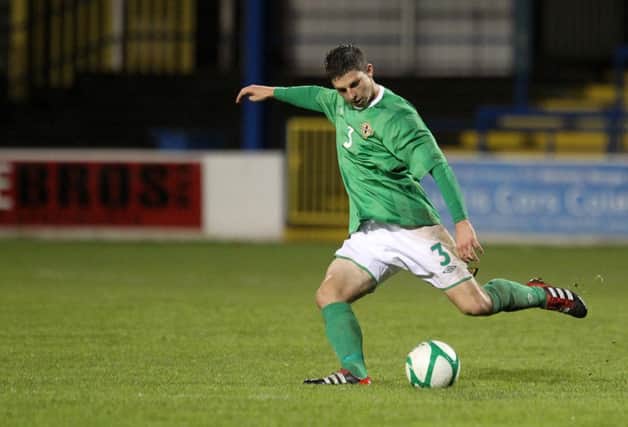 Local player Jordan Watson in action for Northern Ireland. Watson was part of the Blyth Spartans side which almost caused an FA Cup upset against Birmingham City. Picture by Darren Kidd/Presseye.com