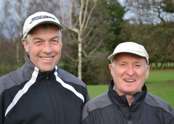 Robert McKinnon and Billy Nicholl about to tee off at Lisburn.