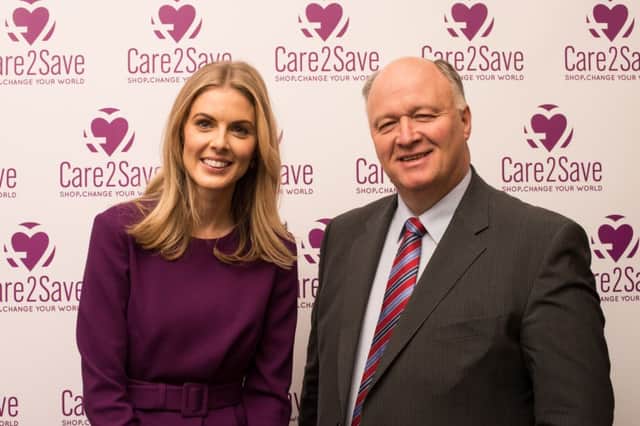 Celebrity TV Presenter Donna Air and David Simpson MP show their support for the Care2Save website that raises money for hospice and palliative care in the UK.