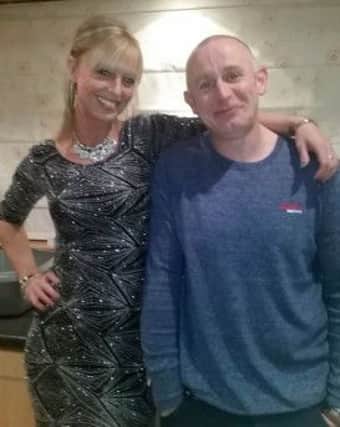 Brian McIlhagga from Ballymena who was shot in Ballymoney. He is pictures with his partner Ashley Craig, who was injured in the attack.