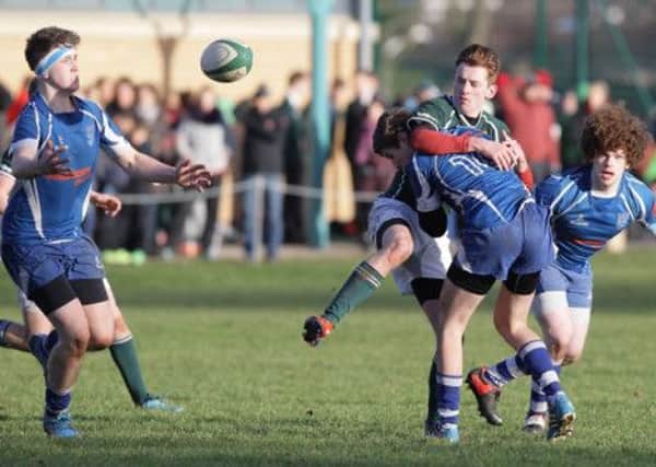 Action from the School's Cup match between Friends School and Portadown College. US1502-519cd  Picture: Cliff Donaldson