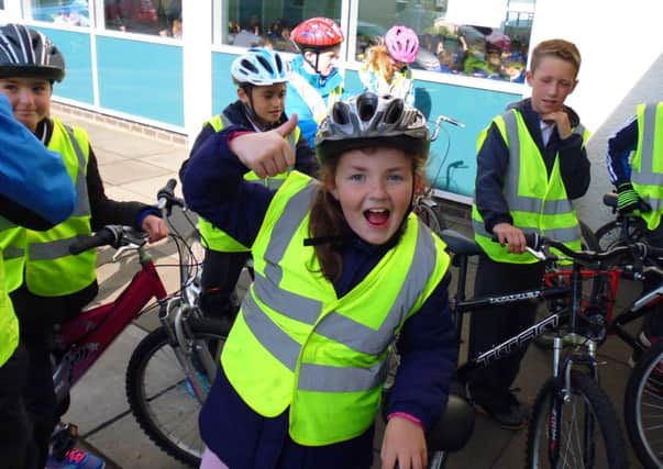 P6 pupils from St Marys Derrytrasna getting ready for Bikeability on road cycle training.