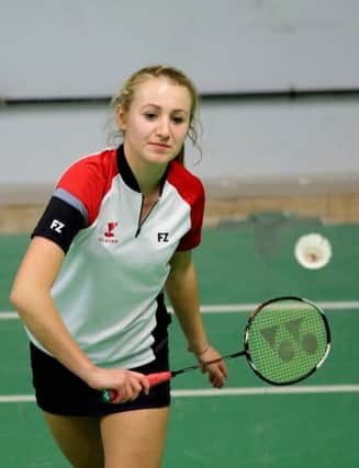 Beth Stephenson on her way to winning the Girls doubles title in Leinster at the weekend.