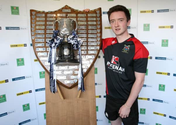 Rainey Endowed's Mark Rooney with the Schools Cup.