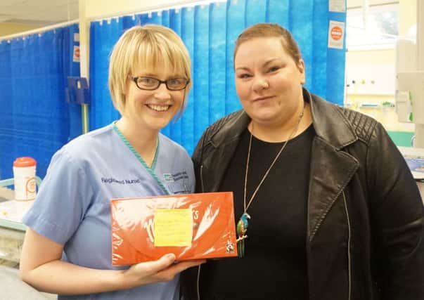 Alison Campbell with a nurse at Causeway A&E
