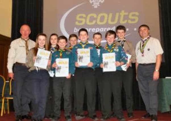 First Cullybackey Scout Group members pictured at the recent prestigious NI Chief Scouts and Queens Scout Award Presentations at Belfast City Hall.